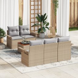 vidaXL Tuinbankenset 6 st 5-Aantal zitplaatsen Beige en Licht Grijs