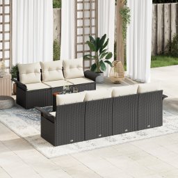 vidaXL Tuinbankenset 8 st 7-Aantal zitplaatsen Zwart en Crème
