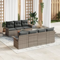 vidaXL Tuinbankenset 8 st 7-Aantal zitplaatsen Grijs poly rattan