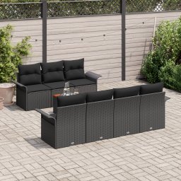 vidaXL Tuinbankenset 8 st 7-Aantal zitplaatsen Zwart poly rattan