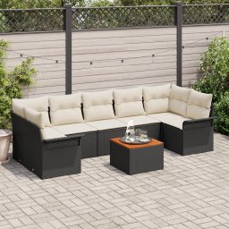 vidaXL Tuinbankenset 8 st 7-Aantal zitplaatsen Zwart en Crème
