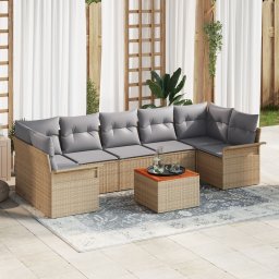 vidaXL Tuinbankenset 8 st 7-Aantal zitplaatsen Beige en Licht Grijs
