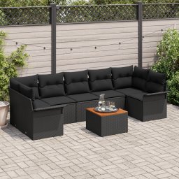 vidaXL Tuinbankenset 8 st 7-Aantal zitplaatsen Zwart poly rattan