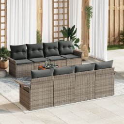 vidaXL Tuinbankenset 9 st Grijs poly rattan
