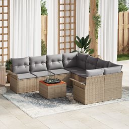 vidaXL Tuinbankenset 9 st 8-Aantal zitplaatsen Beige en Licht Grijs