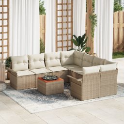 vidaXL Tuinbankenset 9 st 8-Aantal zitplaatsen Beige en Crème