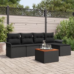 vidaXL Tuinbankenset 6 st Zwart poly rattan