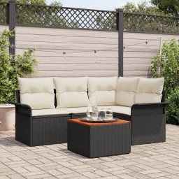 vidaXL Tuinbankenset 5 st 4-Aantal zitplaatsen Zwart en Crème