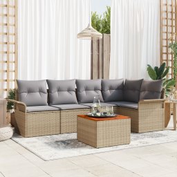 vidaXL Tuinbankenset 6 st 5-Aantal zitplaatsen Beige en Licht Grijs