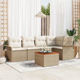 vidaXL Tuinbankenset 6 st 5-Aantal zitplaatsen Beige en Crème