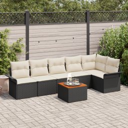vidaXL Tuinbankenset 7 st 6-Aantal zitplaatsen Zwart en Crème