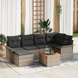 vidaXL Tuinbankenset 7 st Grijs poly rattan