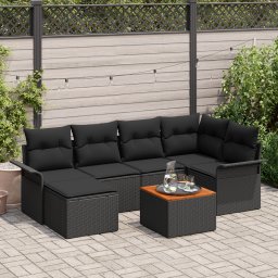 vidaXL Tuinbankenset 7 st Zwart poly rattan