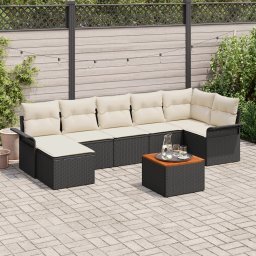 vidaXL Tuinbankenset 8 st Zwart en Crème poly rattan
