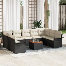 vidaXL Tuinbankenset 10 st 9-Aantal zitplaatsen Zwart en Crème