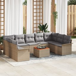 vidaXL Tuinbankenset 10 st 9-Aantal zitplaatsen Beige en Licht Grijs