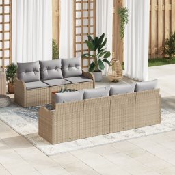 vidaXL Tuinbankenset 8 st Beige en Licht Grijs poly rattan