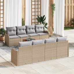 vidaXL Tuinbankenset 9 st Beige en Licht Grijs poly rattan
