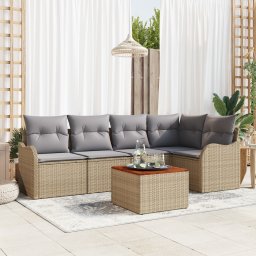 vidaXL Tuinbankenset 6 st Beige en Licht Grijs poly rattan