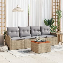vidaXL Tuinbankenset 5 st Beige en Licht Grijs poly rattan
