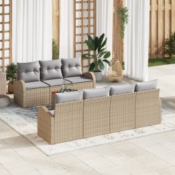 vidaXL Tuinbankenset 8 st Beige en Licht Grijs poly rattan