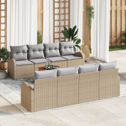 vidaXL Tuinbankenset 9 st Beige en Licht Grijs poly rattan