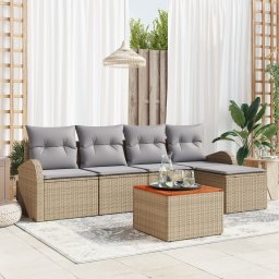 vidaXL Tuinbankenset 6 st Beige en Licht Grijs poly rattan