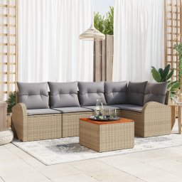 vidaXL Tuinbankenset 6 st Beige en Licht Grijs poly rattan