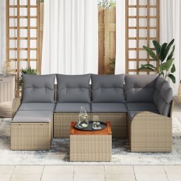 vidaXL Tuinbankenset 7 st Beige en Licht Grijs poly rattan