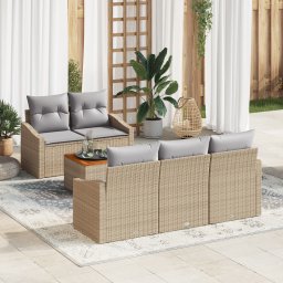 vidaXL Tuinbankenset 6 st Beige en Licht Grijs poly rattan