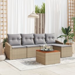vidaXL Tuinbankenset 6 st Beige en Licht Grijs poly rattan