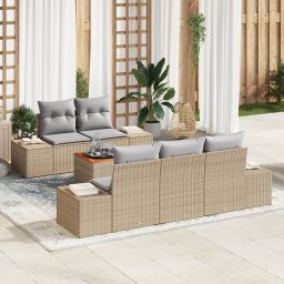 vidaXL Tuinbankenset 6 st Beige en Licht Grijs poly rattan