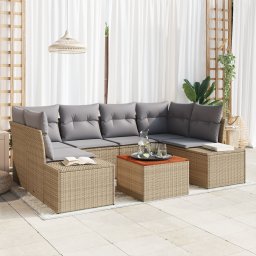 vidaXL Tuinbankenset 7 st Beige en Licht Grijs poly rattan