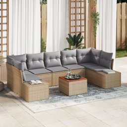 vidaXL Tuinbankenset 8 st Beige en Licht Grijs poly rattan