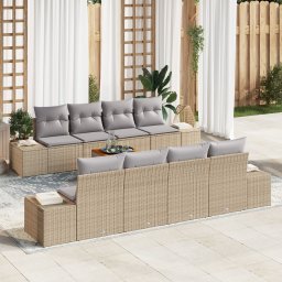 vidaXL Tuinbankenset 9 st Beige en Licht Grijs poly rattan