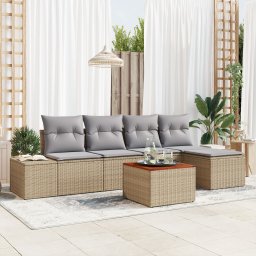 vidaXL Tuinbankenset 6 st Beige en Licht Grijs poly rattan