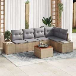 vidaXL Tuinbankenset 6 st Beige en Licht Grijs poly rattan