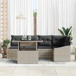 vidaXL Tuin Sofa Set 6 st Licht Grijs en Donker Grijs