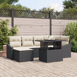 vidaXL Tuin Sofa Set 7 st Zwart en Crème
