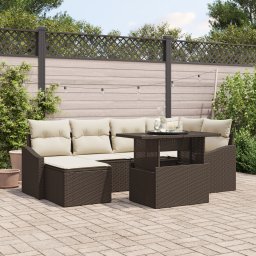 vidaXL Tuin Sofa Set 7 st Bruin en Crème