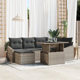 vidaXL Tuin Sofa Set 7 st Grijs poly rattan, Gepoedercoat staal