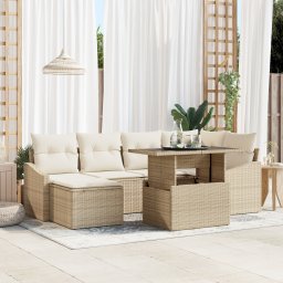 vidaXL Tuin Sofa Set 7 st Beige en Crème