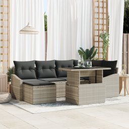vidaXL Tuin Sofa Set 7 st Licht Grijs en Donker Grijs