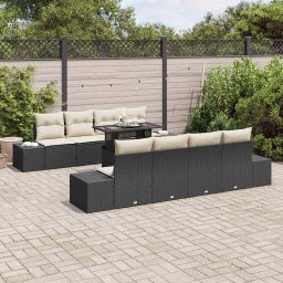 vidaXL Tuin Sofa Set 9 st Zwart en Crème