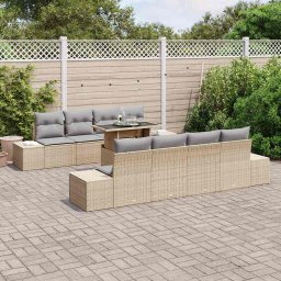 vidaXL Tuin Sofa Set 9 st Beige en Licht Grijs