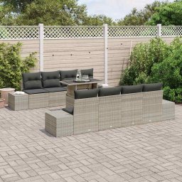 vidaXL Tuin Sofa Set 9 st Licht Grijs en Donker Grijs