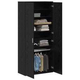 vidaXL Hoge kast 80 x 39 x 178 cm Bewerkt hout Zwart eiken