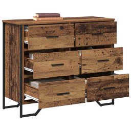 vidaXL Ladekast met lade met opslag 2 pcs Oudhout 91 x 35,5 x 74,5 cm