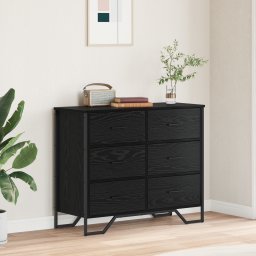 vidaXL Ladekast 6-Lade Zwart Eiken 91 x 35,5 x 74,5 cm