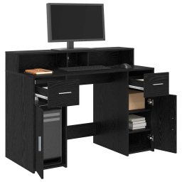 vidaXL Bureau met lade Zwart eiken 120 x 55 x 91 cm Bewerkt hout